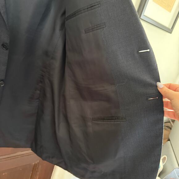 CANALI | 100% Wool Gray Microcheck 2 Button Blazer Notch Lapel Size 54 R (44 R) - Picture 5 of 11